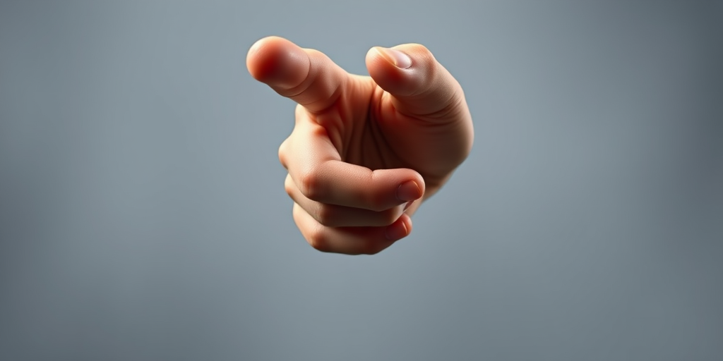 Create a high-resolution vector image of a stylized hand pointing downward, using a DSLR camera with a 50mm lens, f/1.8 aperture, ISO 100, and a soft-focus background to emphasize clarity and detail.