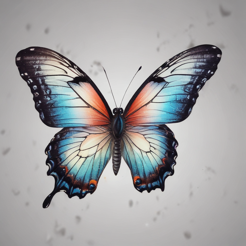 Vibrant Blue Butterfly with Intricate Patterns Against a Soft Gray ...