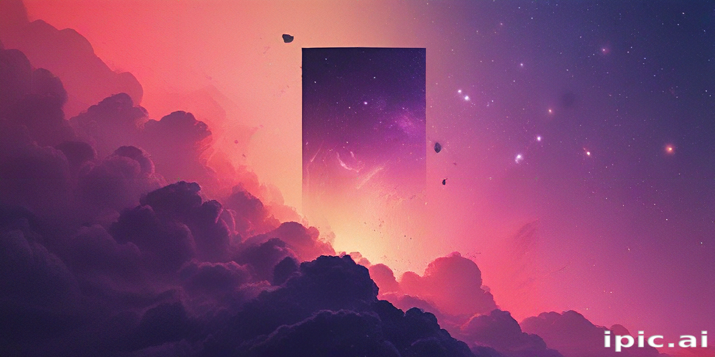 Cosmic Portal Surrounded by Dreamy Clouds and Vibrant Celestial Colors