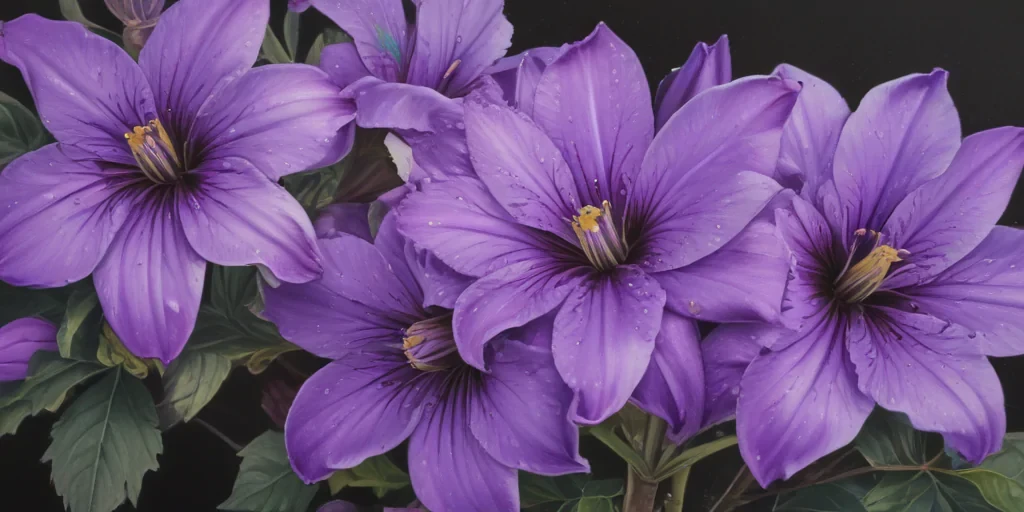 purple flowers drawing