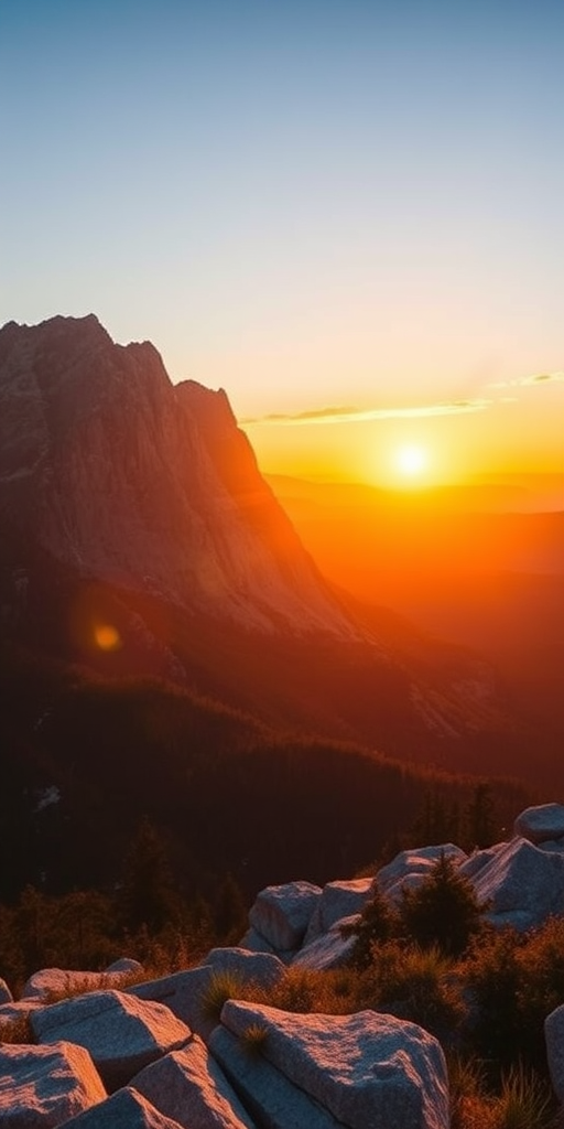 Generate an image of a scenic mountain landscape during sunrise with a wide-angle view, using a DSLR camera with a 24mm lens, aperture set to f/8, ISO 100, and a shutter speed of 1/125 sec for enhanced clarity and detail.