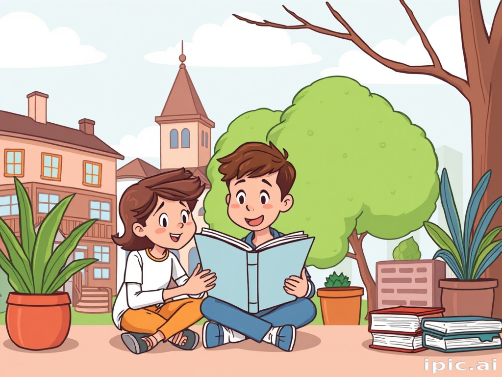 cartoon of reading