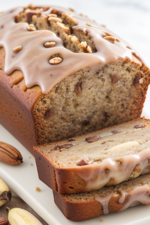 banana nut bread with glaze
