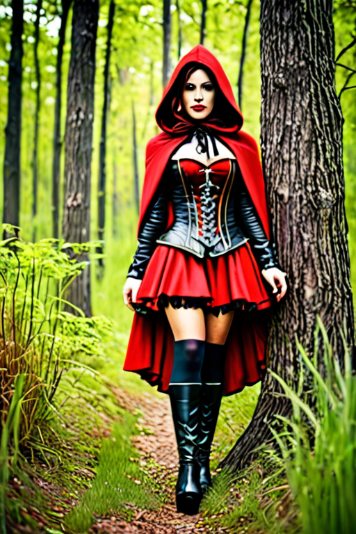 Free Ai Image Generator Steampunk Red riding Hood