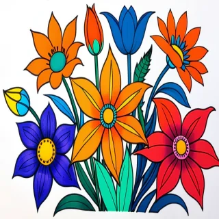 flower drawings with color