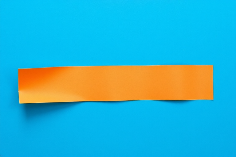 Create a high-resolution image of a slightly curled orange sheet of paper against a blue background, use a DSLR camera with 50mm lens, aperture f/2.8, shutter speed 1/125s, ISO 100, soft natural lighting for even illumination, and focus on capturing the texture and sheen of the paper.
