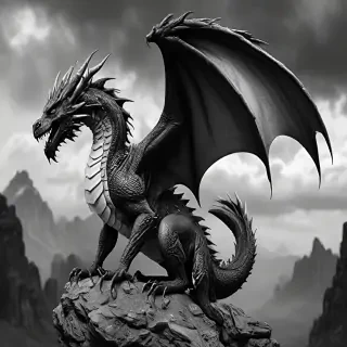 dragon black and white