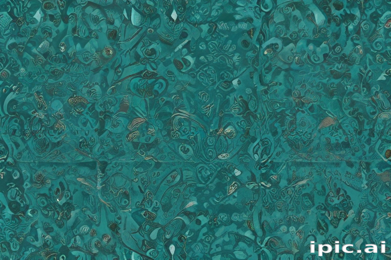 Intricate Swirls and Patterns in Deep Teal Tones and Textures