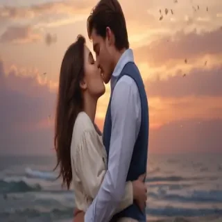 couple kissing aesthetic