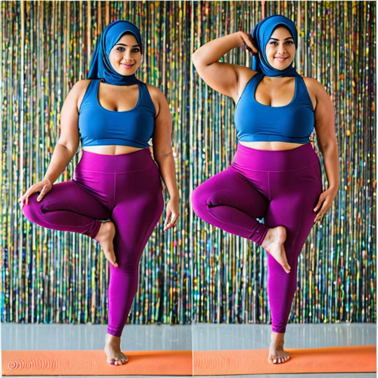 Free Ai Image Generator - High Quality and 100% Unique Images -  —  Hijab plump fat women thigs leggins yoga full body
