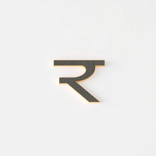 Create a high-resolution image of the Indian rupee symbol with a clean, minimalist background, using a DSLR camera at f/2.8 aperture, ISO 100, and a 50mm lens in portrait orientation, ensuring sharp focus and vibrant contrast.