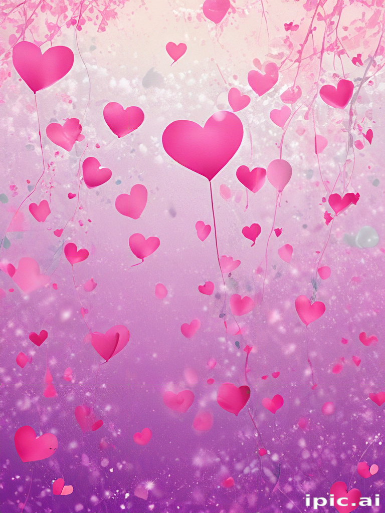 Whimsical Scene of Floating Pink Hearts on a Soft Gradient Background