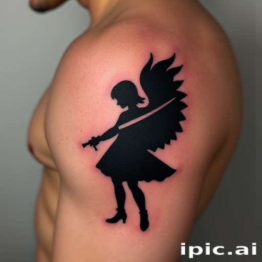 Negative space tattoo dubbed "Shadow Play" utilizing the natural skin tone as part of the design creating bold silhouettes and clever optical illusions