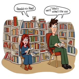 cartoon of reading