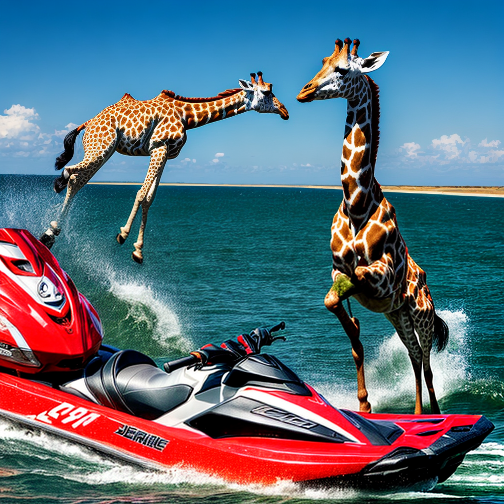 Giraffe Rides Jpeg File giraffe riding a jet ski