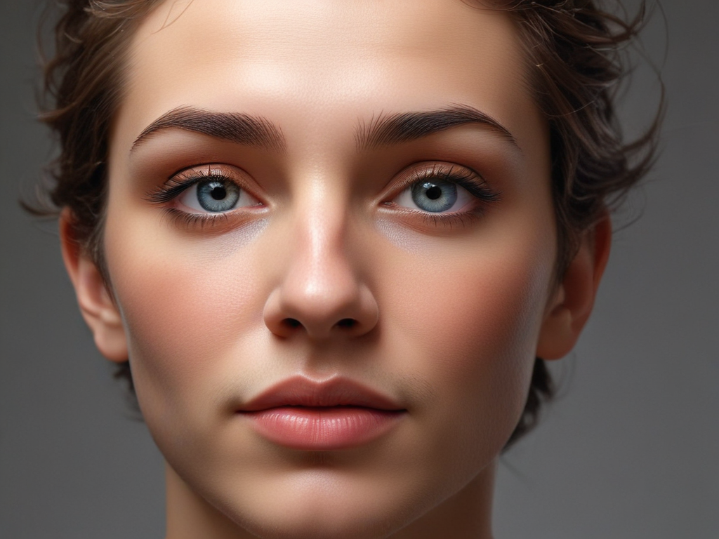 Close-Up Portrait of a Young Woman with Striking Blue Eyes