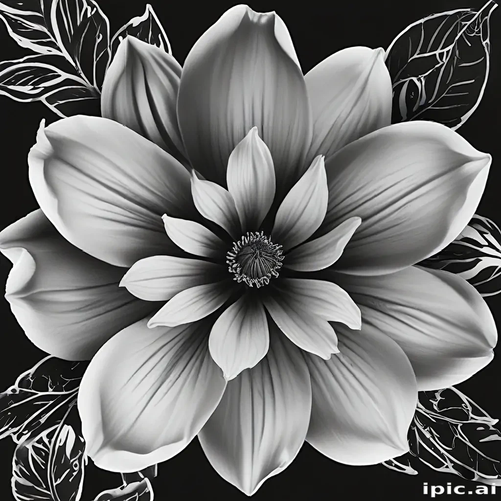 black and white flower png
