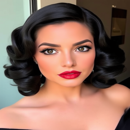 Elegant jet black finger waves, dubbed "Midnight Glamour," evoke vintage Hollywood with a modern twist, showcasing glossy shine and precise styling
