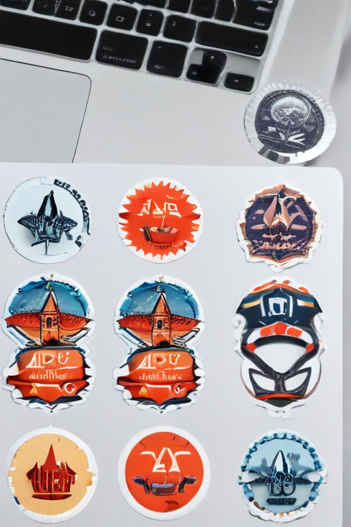 Characteristic Sticker Colorful Stickers Displayed on a Laptop Surface with Unique Designs
