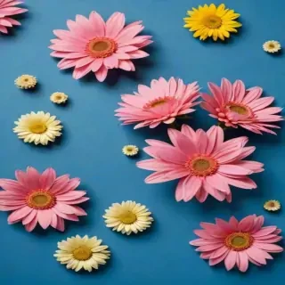 blue background with flowers