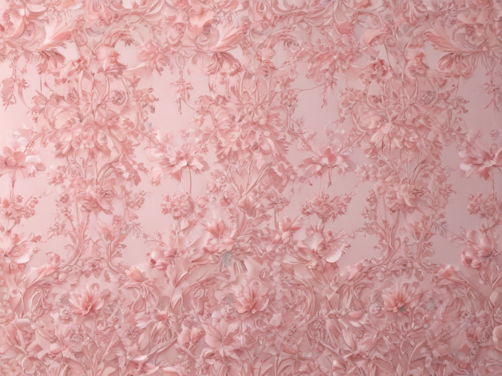 Delicate Pink Floral Wallpaper Design with Intricate Textures and Patterns.