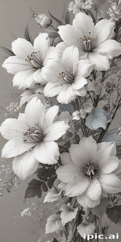 Elegant Black and White Floral Arrangement Featuring Delicate Blossoms ...