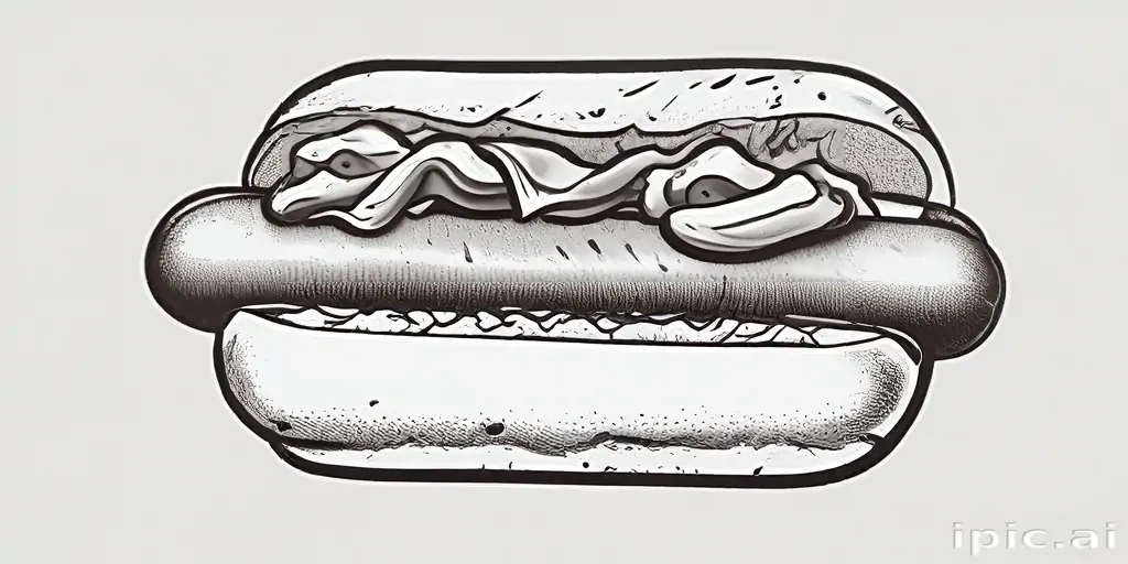hot dog clipart black and white