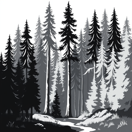 forest clipart black and white