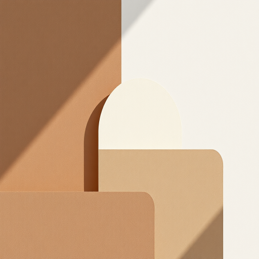 Create a minimalist abstract composition featuring overlapping geometric shapes in muted colors with a focus on texture, captured using a DSLR camera at f/2.8, ISO 100, 50mm lens, in natural light from a side angle, with a soft focus background to enhance depth.