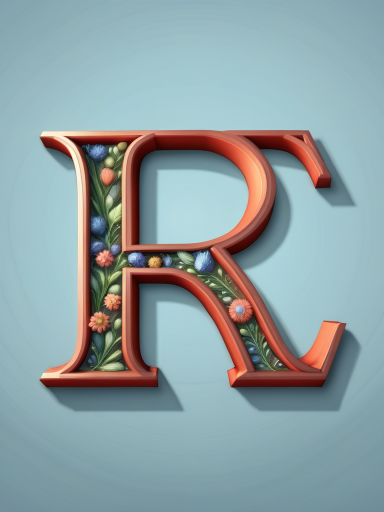 Ornately Designed Letter R Adorned with Colorful Floral Patterns and ...