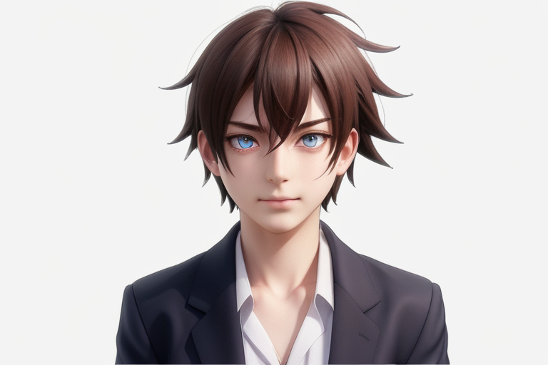 Stylized Portrait of a Young Man with Brown Hair and Blue Eyes