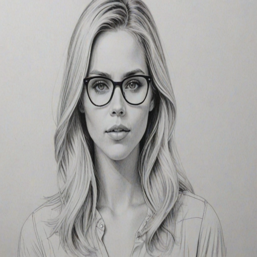 Alluring Claire Holt, pencil sketch, portrait of Fetching woman 1975s in glasses, hair style beatnik, outline, clear lines, fine lines, 8k