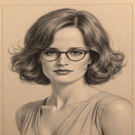 Dazzling Elizabeth Reaser, pencil sketch, portrait of Appealing woman 1927s in glasses, hair style beatnik, outline, clear lines, fine lines, 8k
