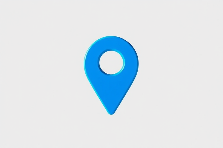 Create a high-resolution image of a blue location pin icon on a transparent background, using a Canon EOS R5 camera with a 50mm f/1.2 lens, at an aperture of f/4, shutter speed of 1/200s, and ISO 100, capturing in front view with soft natural lighting.