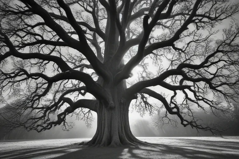 oak tree clipart black and white