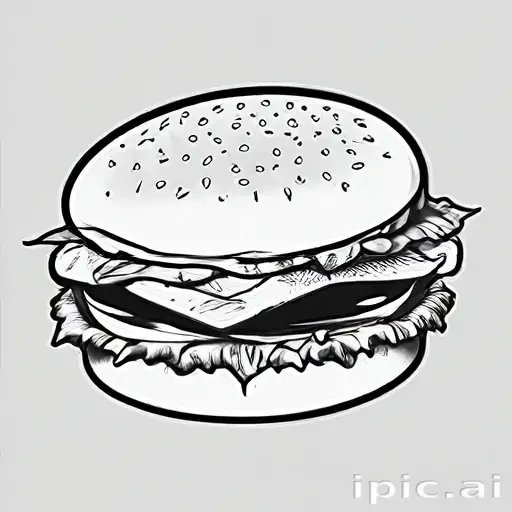 hamburger clipart black and white