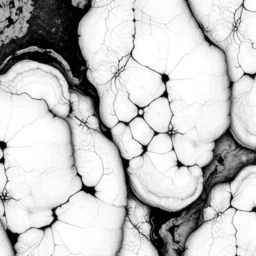 Generate a high-resolution abstract black and white texture with intricate patterns and a slight gradient, captured with a DSLR camera at 50mm focal length, f/2.8 aperture, ISO 100, in macro mode, top-down view, employing soft diffused lighting for enhanced detail.
