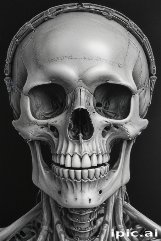 Detailed Anatomical Model of a Human Skull and Upper Body Structure