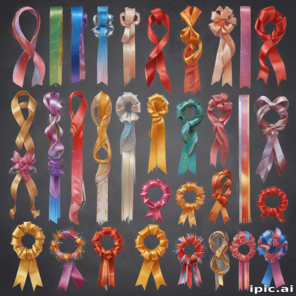 Colorful Collection of Decorative Ribbons and Bows for Celebrations and ...