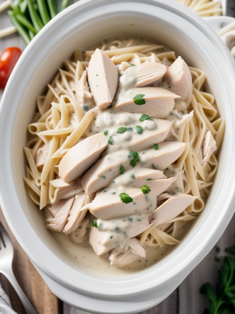 chicken alfredo crockpot with jar sauce