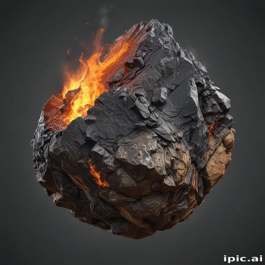 Fiery Eruption from a Volcanic Rock Surrounded by Jagged Black Crags