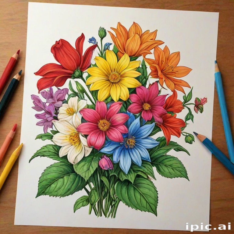 flower drawings color