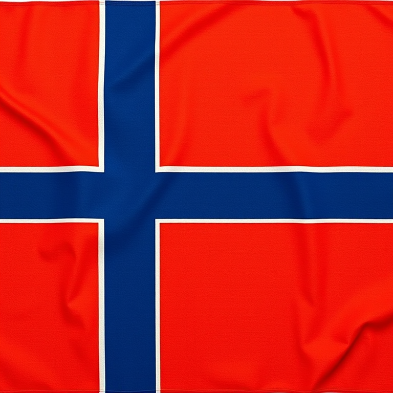 Create an image of the Flag of the Faroe Islands with vibrant colors, using a DSLR camera, 50mm lens, aperture f/8, shutter speed 1/250s, ISO 200, top-down view for clarity and detail.