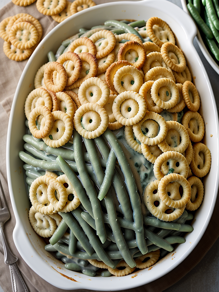 green bean casserole with ritz crackers