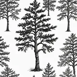 black and white pine tree clipart