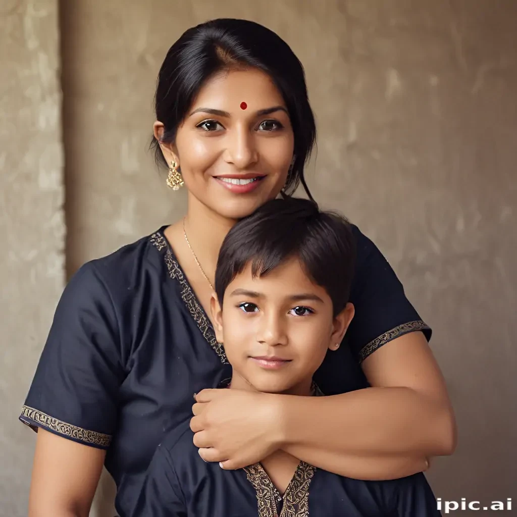 mom and son indian
