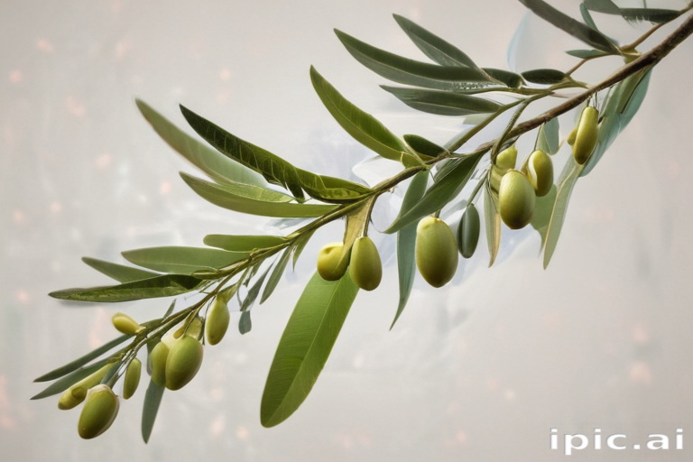 Beautiful Olive Branch Displaying Lush Green Olives and Leaves