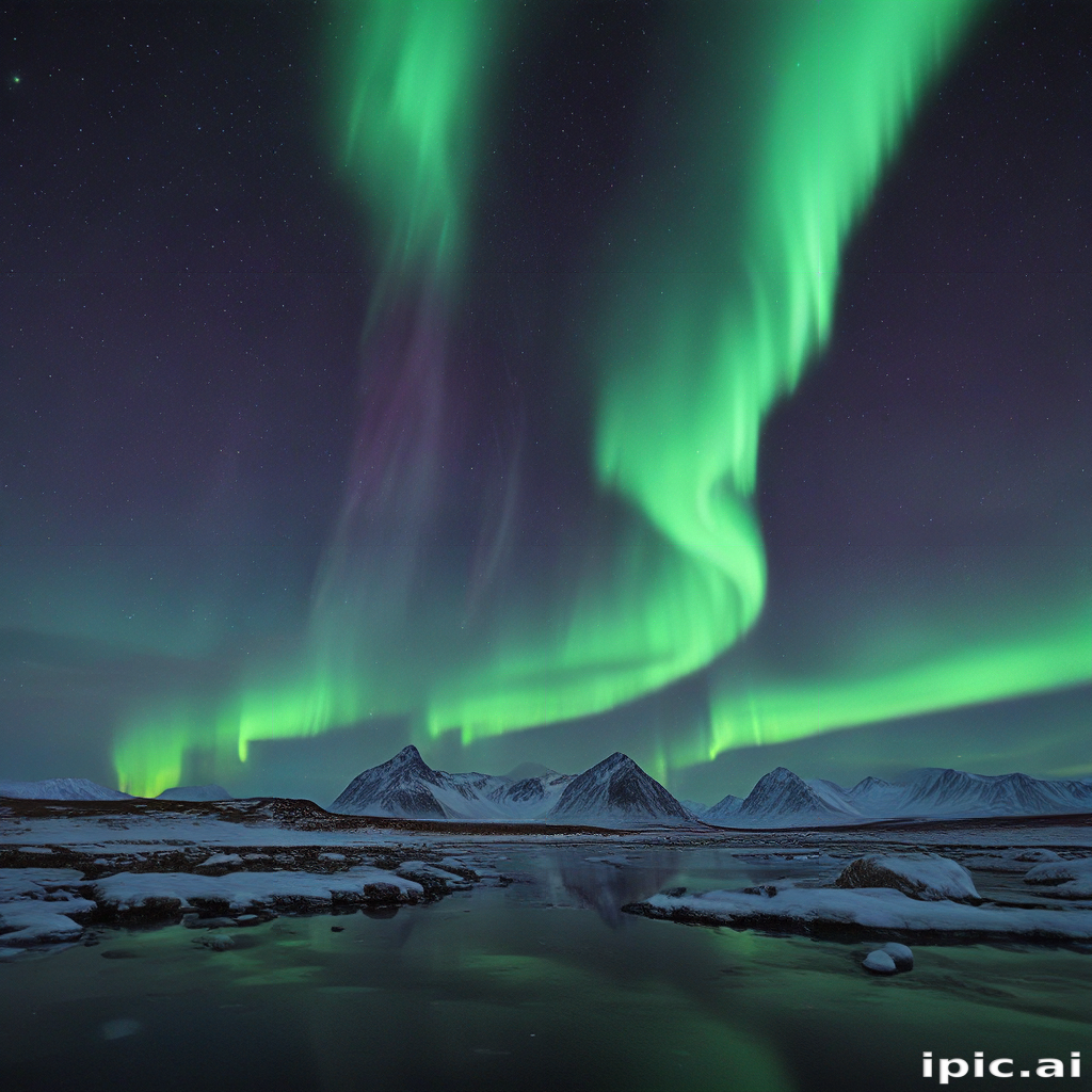 Majestic Northern Lights Dancing Over Snowy Mountains and Serene Waters