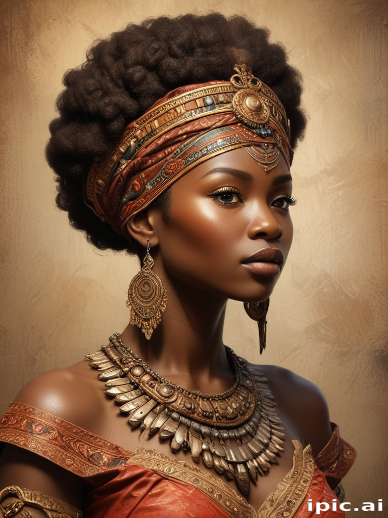 A Graceful Portrait of a Woman Adorned in Traditional African Jewelry