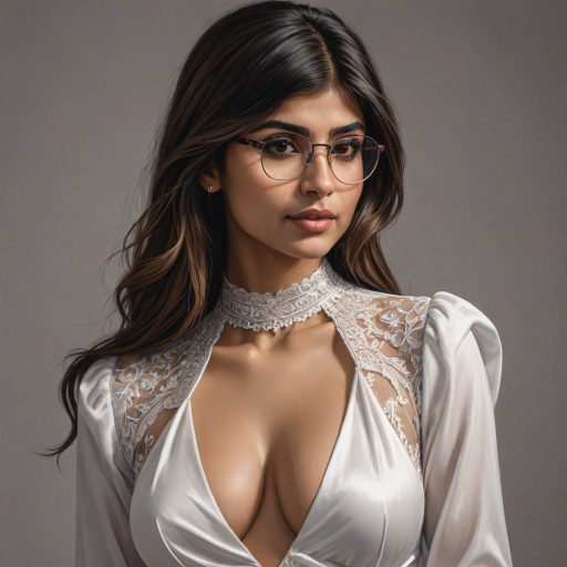 mia khalifa, digital painting,  digital illustration,  stunning girl, make up , white silk dress extreme detail,  digital art,  4k,  ultra hd